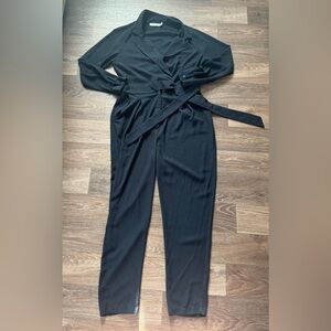 Justfab Black Formal Jumpsuit with Belt Large
